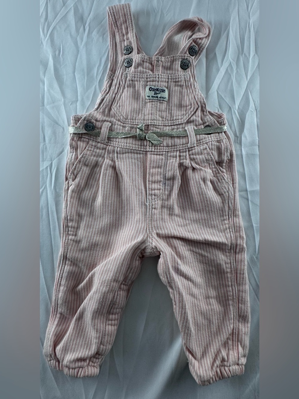 OshKosh B'gosh Pale Pink Corduroy Overalls with Belt